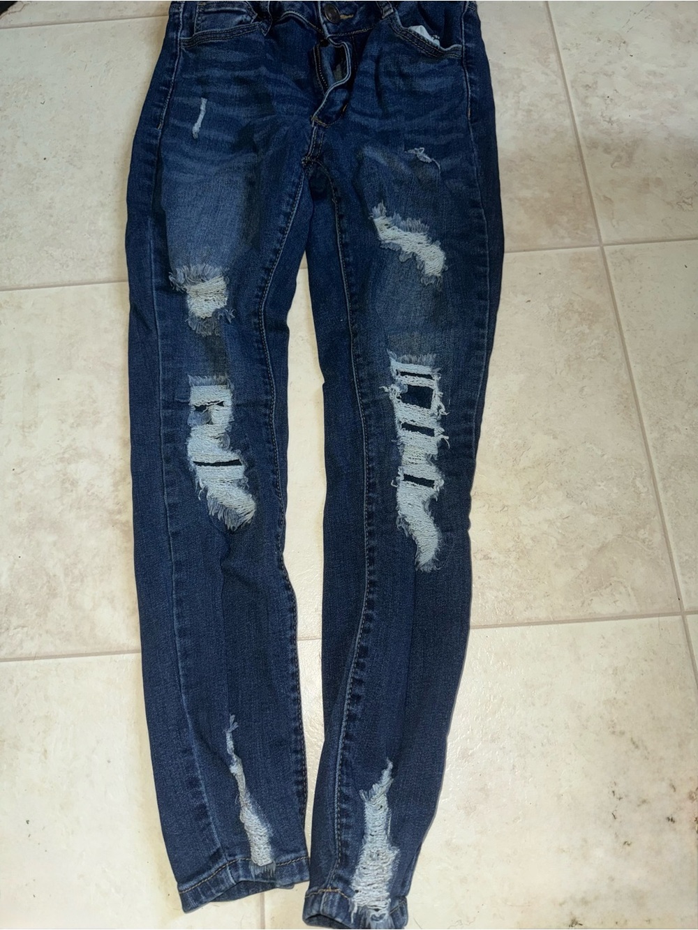 Rue21 Dark Blue Distressed Skinny Jeans